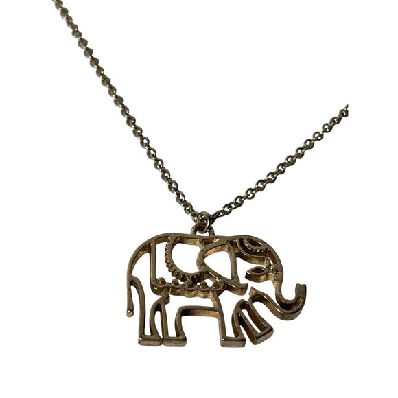 Goldtone Elephant Pendant Necklace With Lobster Clasp 29 inches Long 1.25X1.5 in - Picture 1 of 5